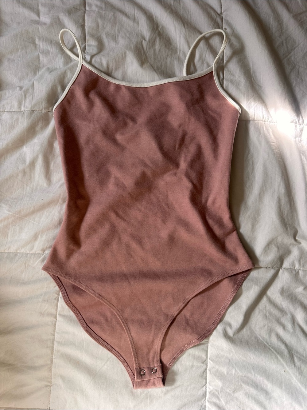 Forever 21 Blush Pink Bodysuit with Cream Trim